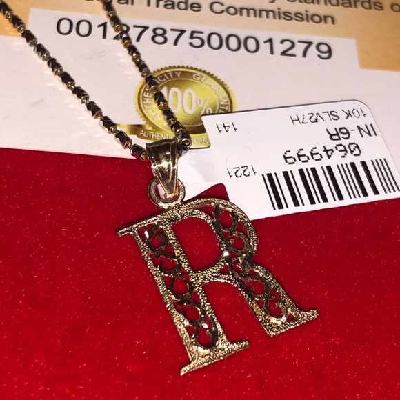 10k solid real gold R initial monogram pendant, 100% real gold NOT PLATED. Gift - Picture 5 of 9